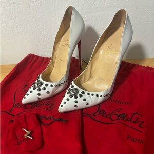 White Studded Christian Louboutin High Heel Pumps